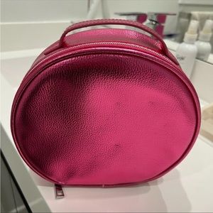 Hot Pink Makeup Cosmetics / Travel Case W/Zipper+Handle / New Never Used